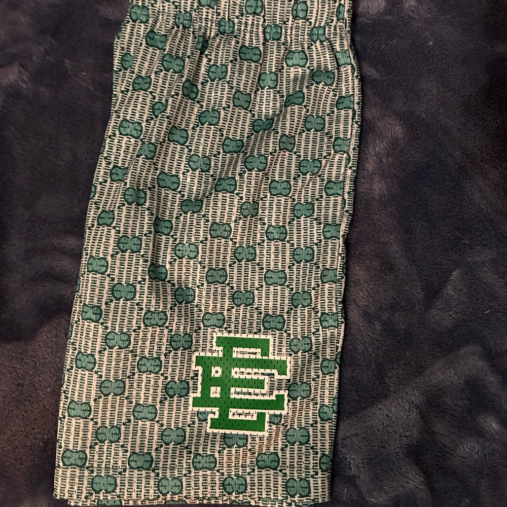 Green Patterned Athletic Shorts